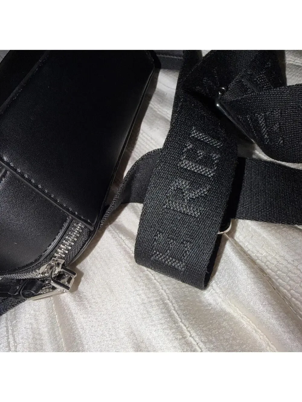 True Religion Designer Black Small Crossbody Bag Zip Closure Adjustable Strap